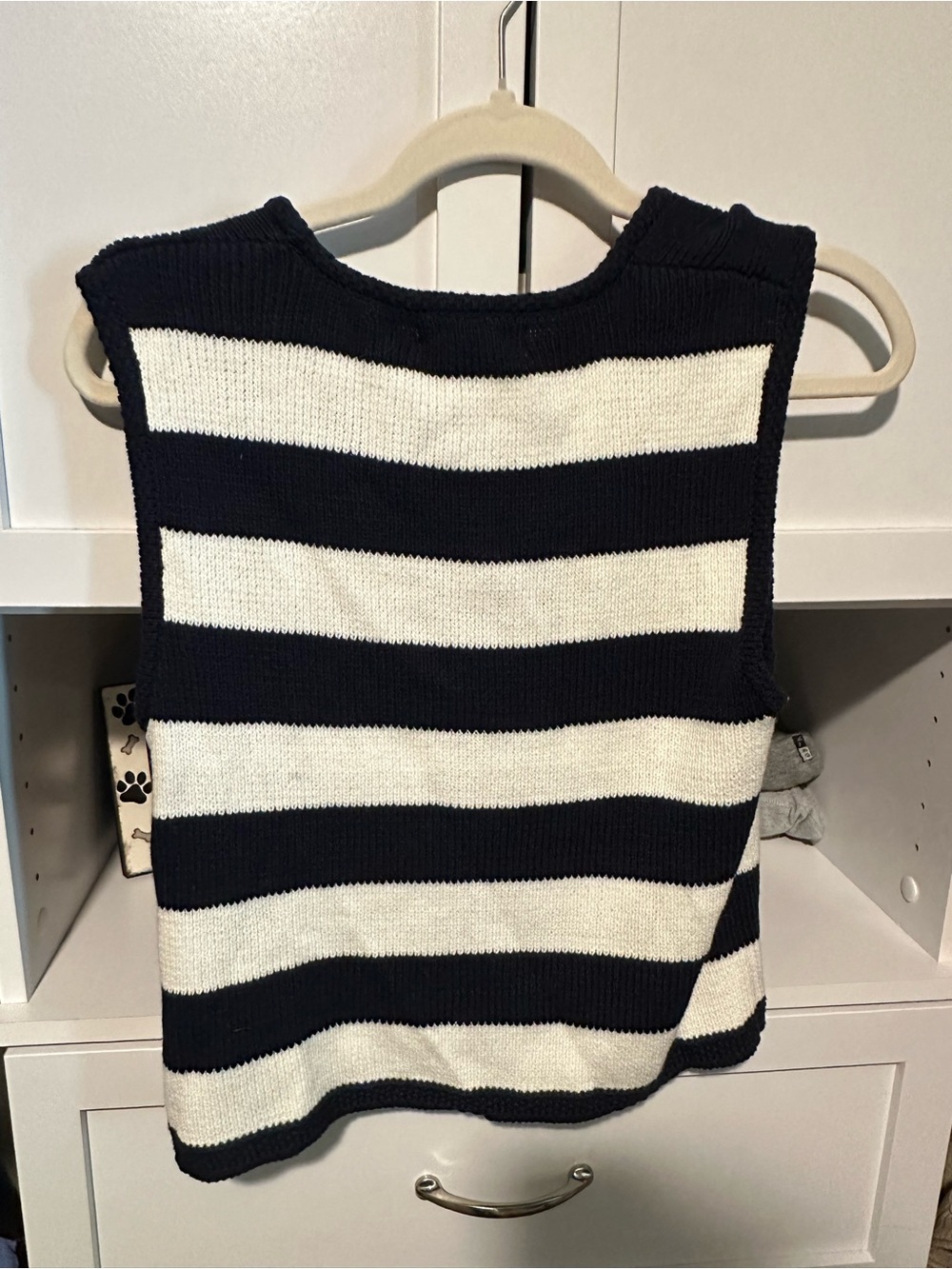 Sincerely Jules Navy and White Striped Knit Button Vest - Picture 2 of 3